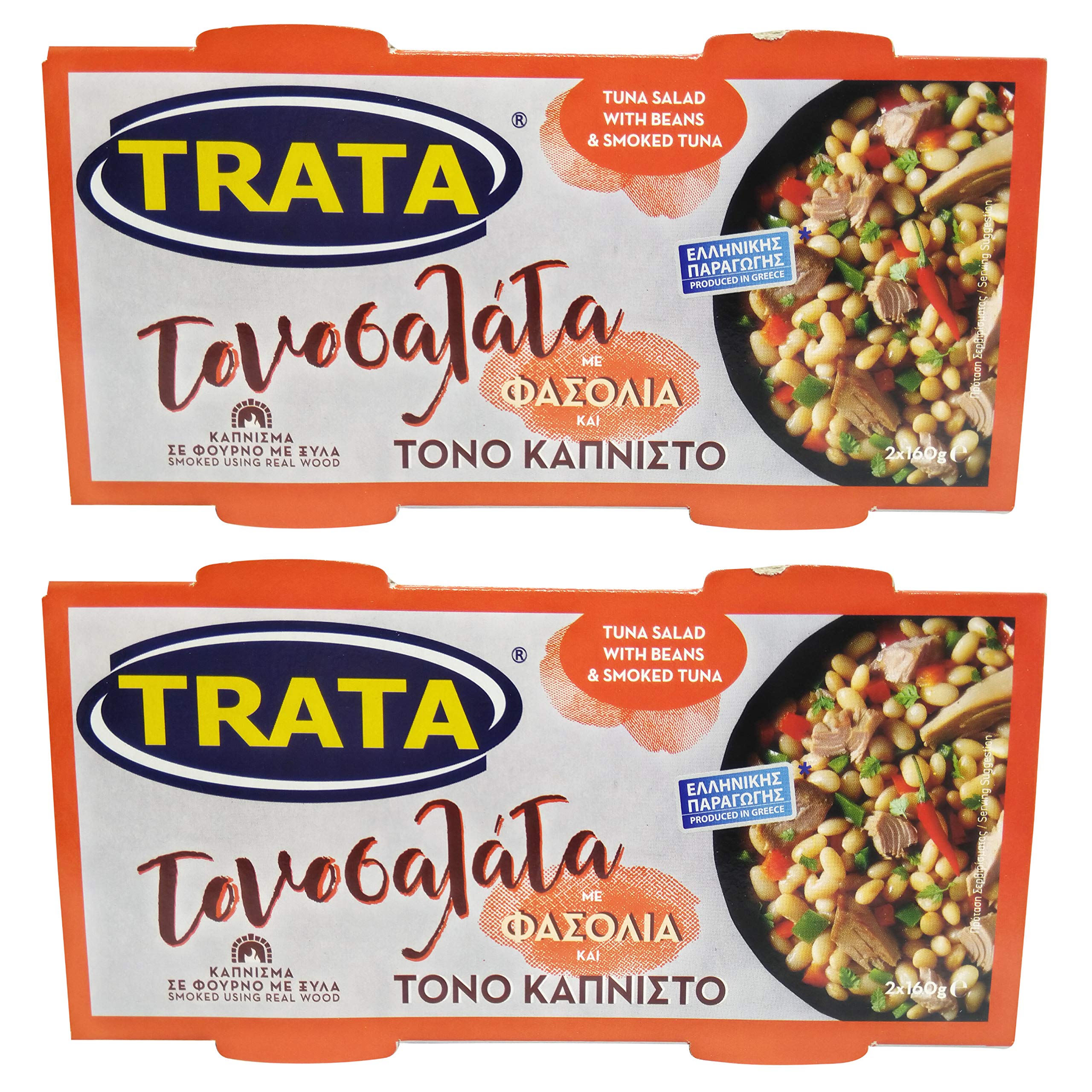 Trata Greek Smoked Tuna Salad with Beans | Traditional Mediterranean Seafood Appetizer | Loaded with Important Nutrients & Omega-3 | Net Weight 640g (4x160g).