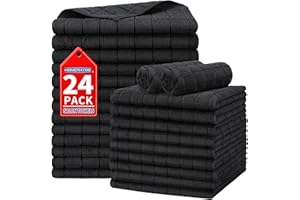 HOMERHYME Salon Towels, 24 Pack Black Hand Towels for Bathroom, 16 x 27 Inches Bulk Quick Dry Absorbent Microfiber Hair Towel