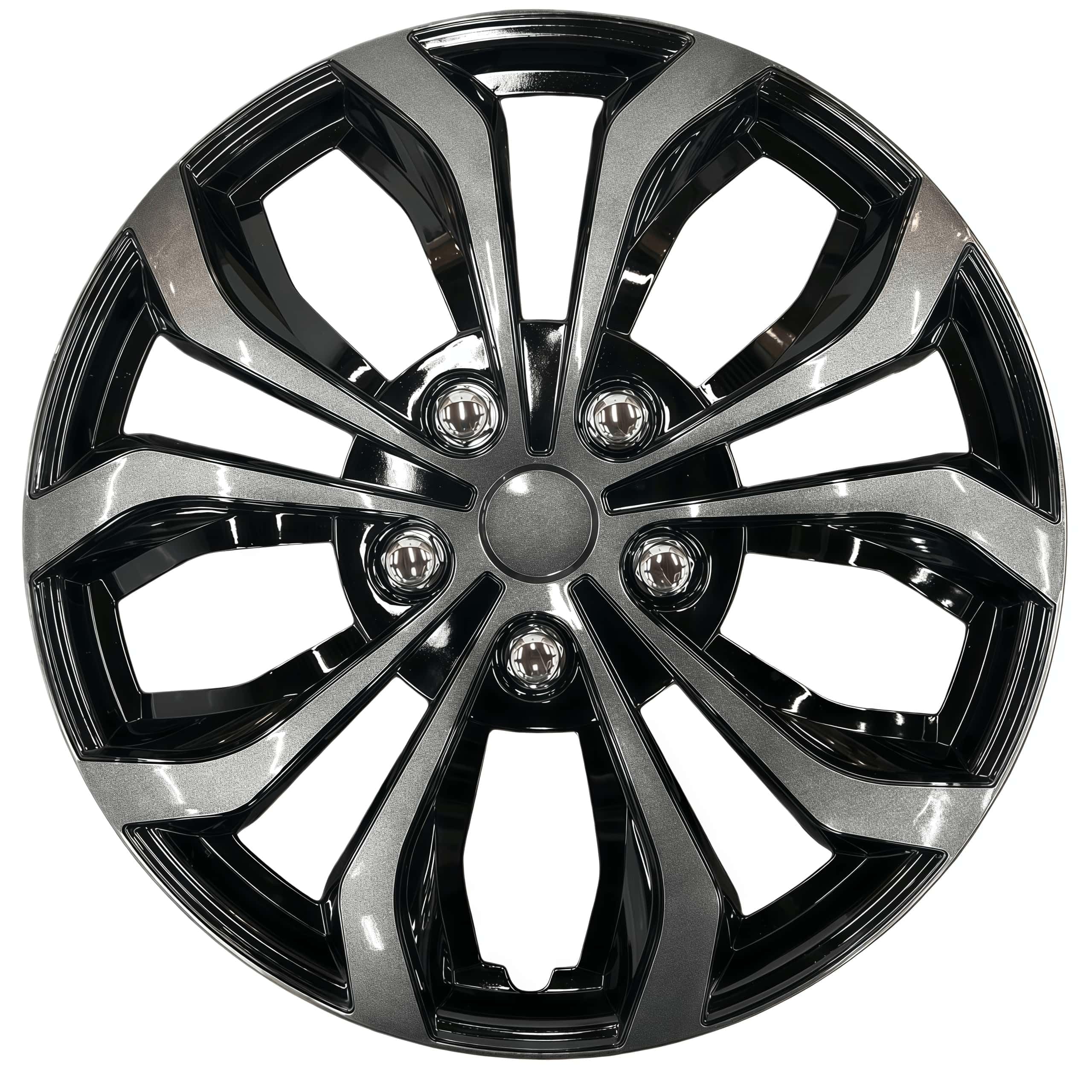 Photo 1 of ***1 HUB CAP HAS DAMAGES*** Premium Universal Hubcaps 15 inch, Compatible with Steel Wheels, Set of 4 (Gunmetal Grey-Black)