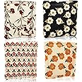 Abbylike 4 Pcs Floral Makeup Bag Corduroy Cosmetic Bag with Zipper Portable Small Pouches for Purse Toiletry Mini Pouch Cute Mini Makeup Bag for Purse Coin Essentials Items Women(Classic)