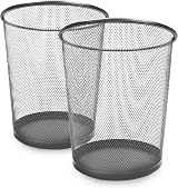KEPLIN Round Trash Can 2 Pack Silver Non-slip Mesh Bins Modern Design