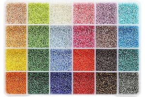KERGAEN 2mm Sliver Lined Glass Seed Beads About 24000pcs,12/0 Small Craft Beads for Jewelry Making Craft Beads Supplies with 