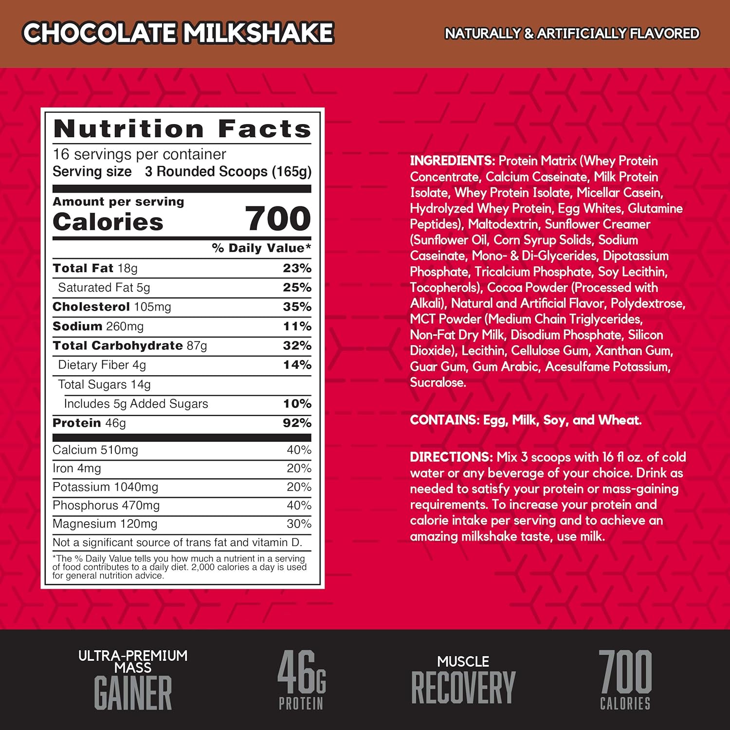 BSN TRUE-MASS Weight Gainer, Muscle Mass Gainer Protein Powder, Chocolate Milkshake, 5.82 Pound: Health & Personal Care