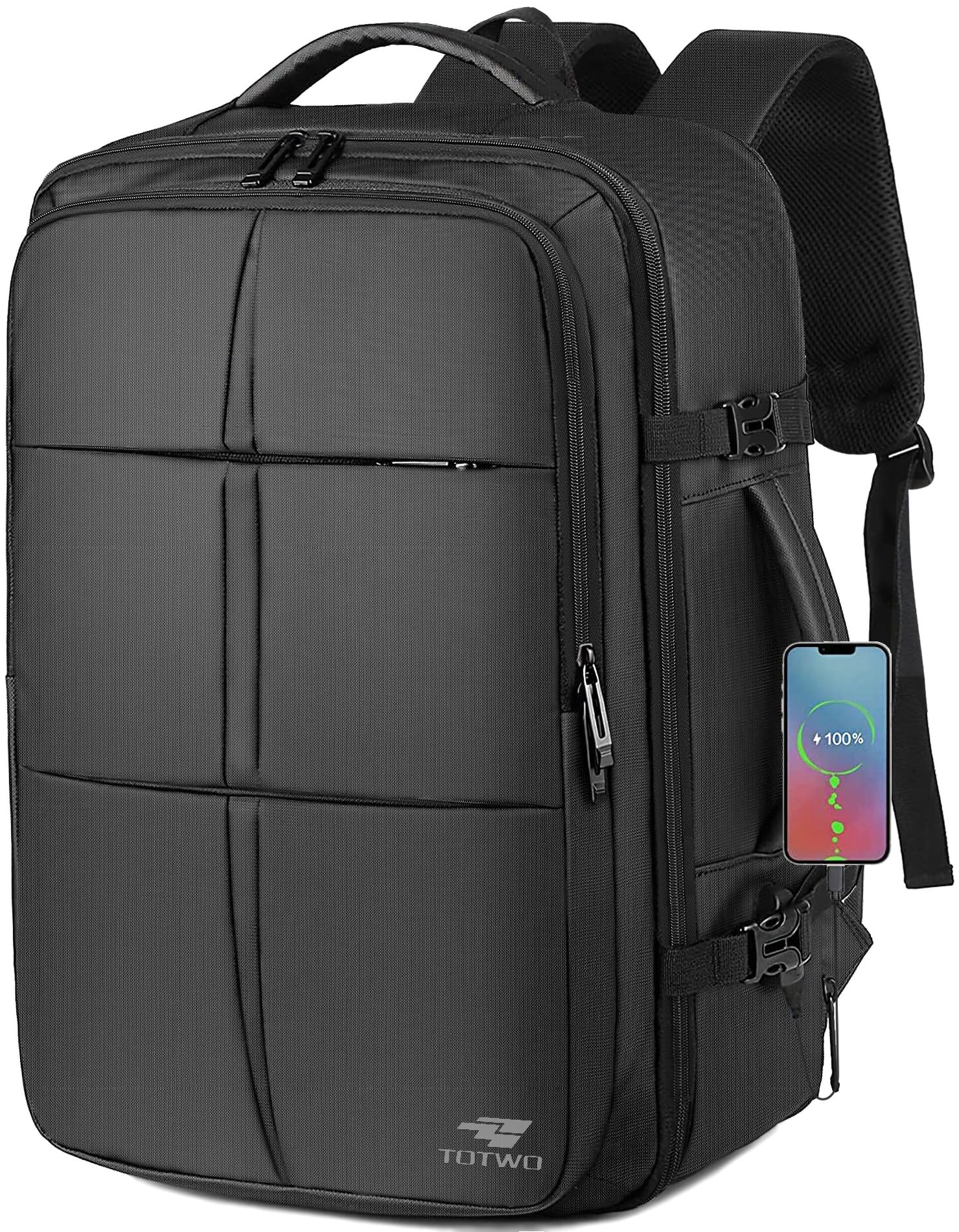 Photo 1 of Travel Backpack, Extra Large 55L Carry On Backpack Flight Approved with USB Charging Port, Expandable Waterproof Business Luggage Casual Bag Fits 18.4 Inch Laptops, Travel Gifts for Men Women