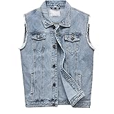 RongYue Denim Vest Jacket for Men Fashion Stretchy Trucker Sleeveless Jean Outerwear
