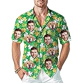 Custom Irish Hawaiian Shirt with Face, Personalized St Patrick's Day Photo Button Down Shirt, Funny Saint Paddys Outfit Gift