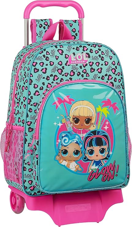 light blue pink backpack