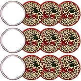 Wenqik 12 Pcs Cherry Disco Balls Compact Mirrors, Leopard Round Pocket Mirror Bulk, Mini Makeup Mirrors, Handheld Portable Mirror Gift for Women Girls Night Party Cheetah Cherry Disco Party Favors