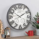FirsTime & Co. Shiplap Farmhouse Outdoor Wall Clock, American Crafted, Light Gray, 18 x 2.5 x 18,