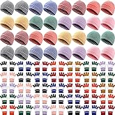 Chuarry 144 Pcs/ 72 Sets Kids Winter Hats and Gloves Bulk, Knit Hat Gloves Pack Unisex Winter Gift for Boys Girls Donation