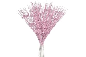DearHouse 22 Pack Christmas Glitter Berries Stems Clearance,16.5 inch Pink Christmas Picks for Festival Holiday Crafts and Home Decoration (Pink)
