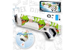 Funwee Electric Water Guns for Kids Adults, Full Automatic Water Reload 250+ Water Blasts, 32 FT Range Waterproof Squirt Gun Water Blaster Soaker, Summer Outdoor Pool Auto Dinosaur Toy Gun for Boys
