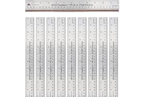 Breman Precision Metal Ruler 12 Inch Cork Back - Straight Edge 12 Inch 10 Pk - Flexible & Non-Slip Stainless Steel Metal Ruler with Cork Backing - Imperial & Metric Graduations for Precision Measuring