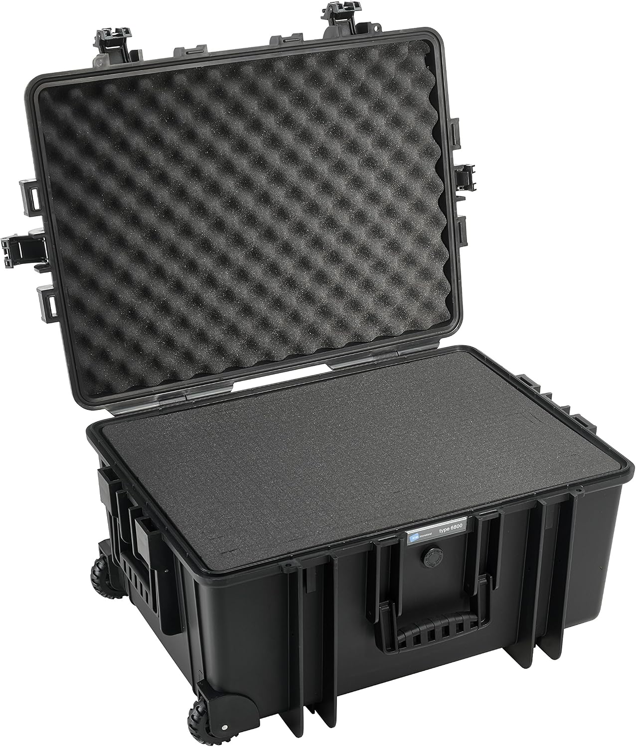 B&W Outdoor Transport Case, Type 6800 with Cubed Foam, Trolley Case, Black, Waterproof according to IP67 Certification