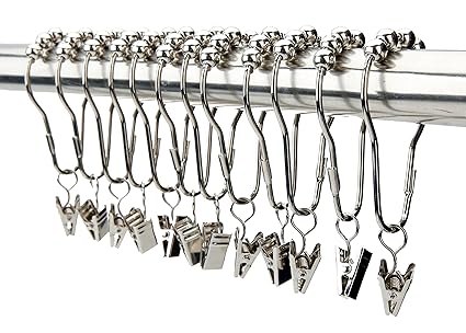 Buy Good Helper Roller Shower Curtain Hooks Rings With Clips