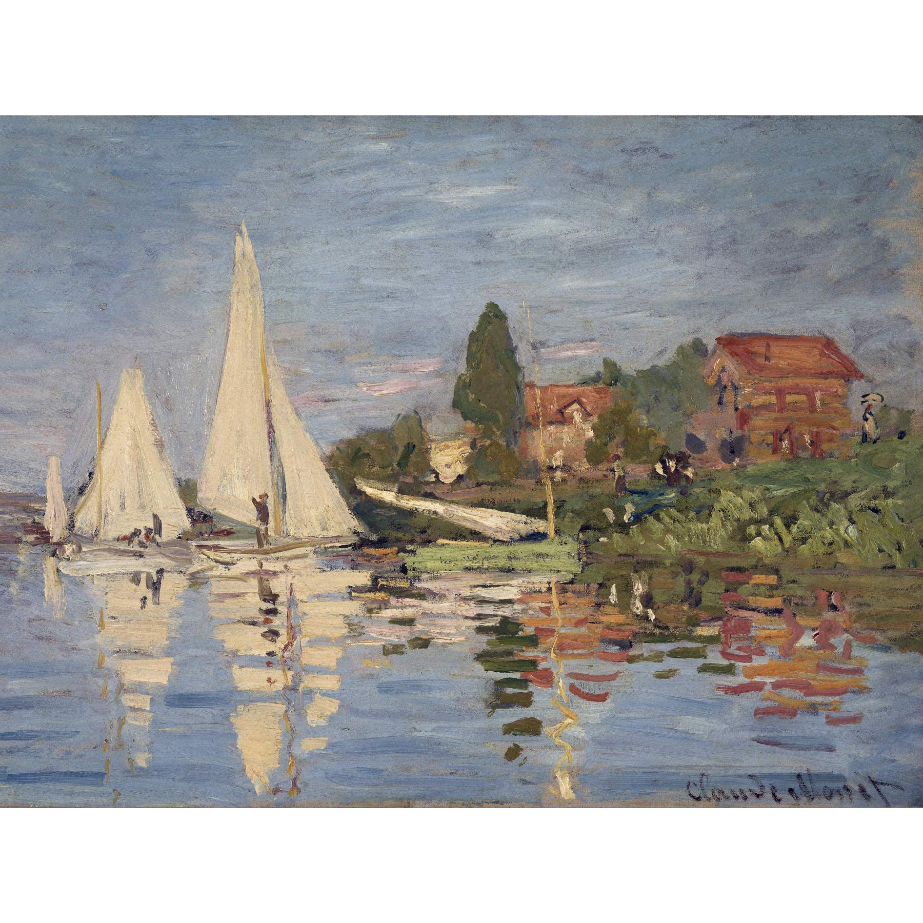Claude Monet Regattas At Argenteuil Large Wall Art Print Canvas Premium Poster Mural