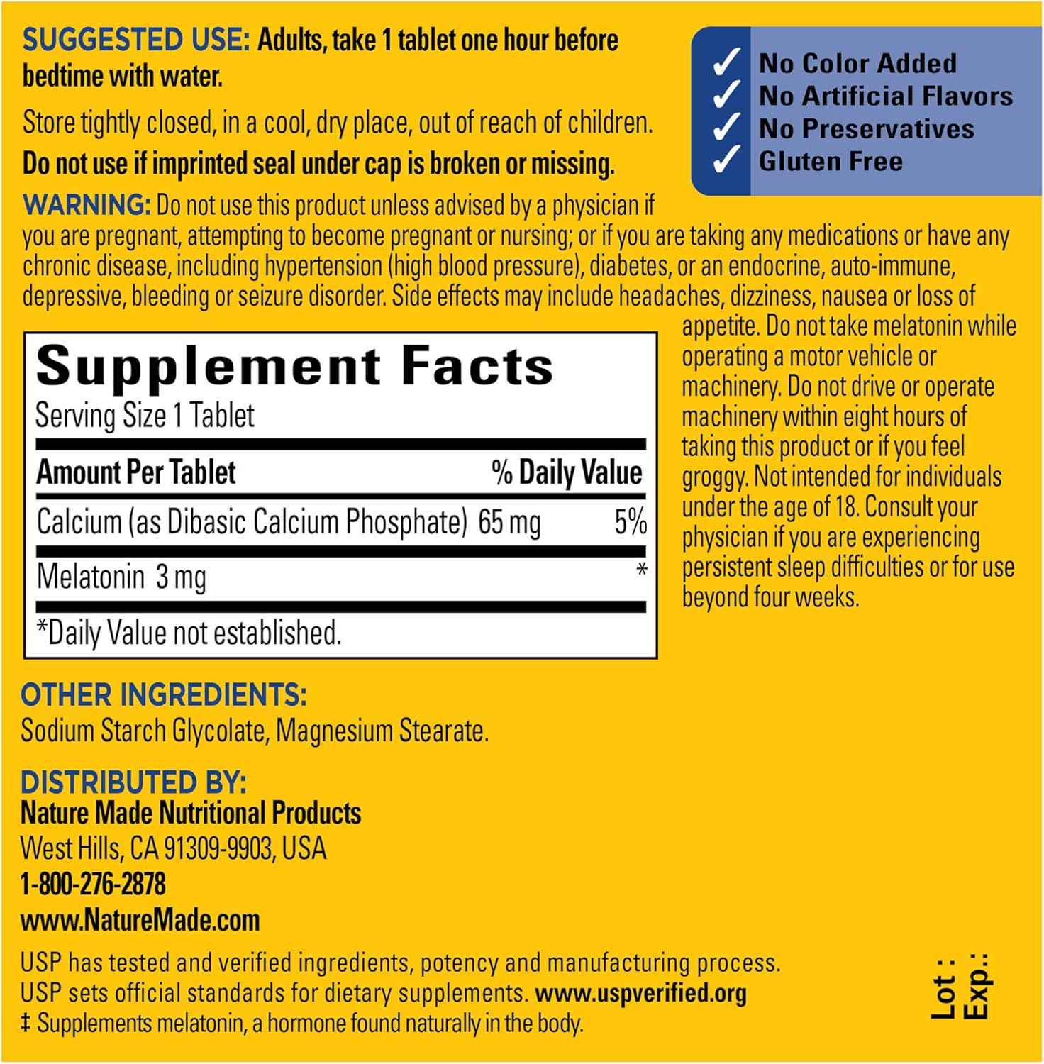 Nature Made Melatonin 3mg Tablets, 240 Count for Supporting Restful Sleep† (Packaging May Vary): Health & Personal Care