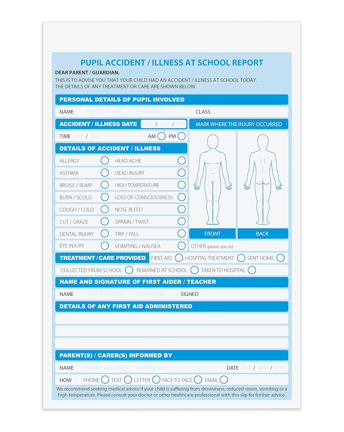 Accident report books for schools 07 picture