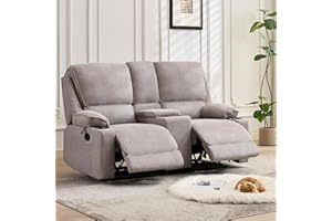 LOUVIXA 67.9" RV Loveseat Double Recliner Sofa, Wall Hugger Manual Reclining, Theater Seating, Home and RV Furniture, Light Gray