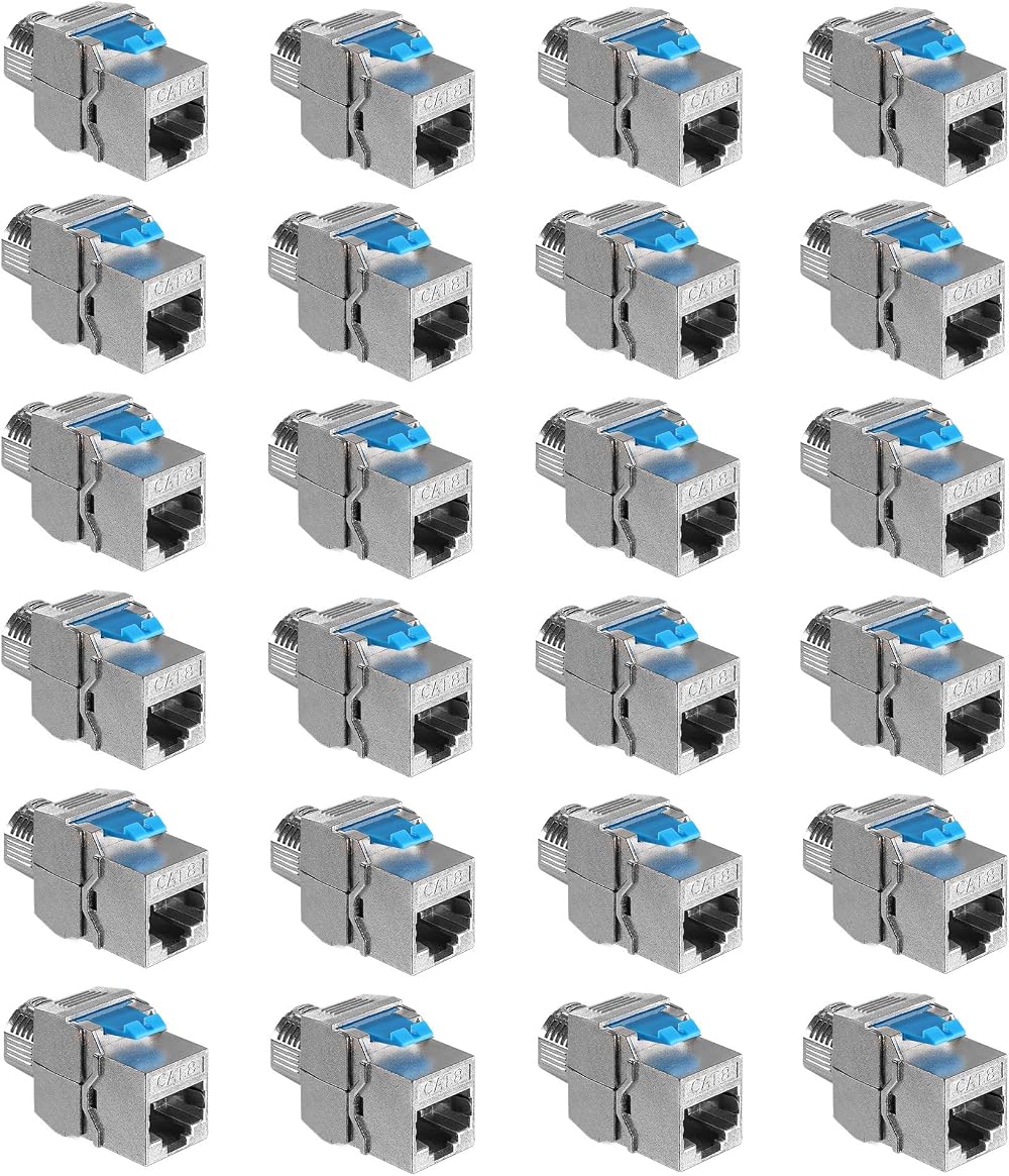 kwmobile 24x CAT-8 Shielded Keystone Jacks RJ45 Ethernet Module 40Gbit Metal