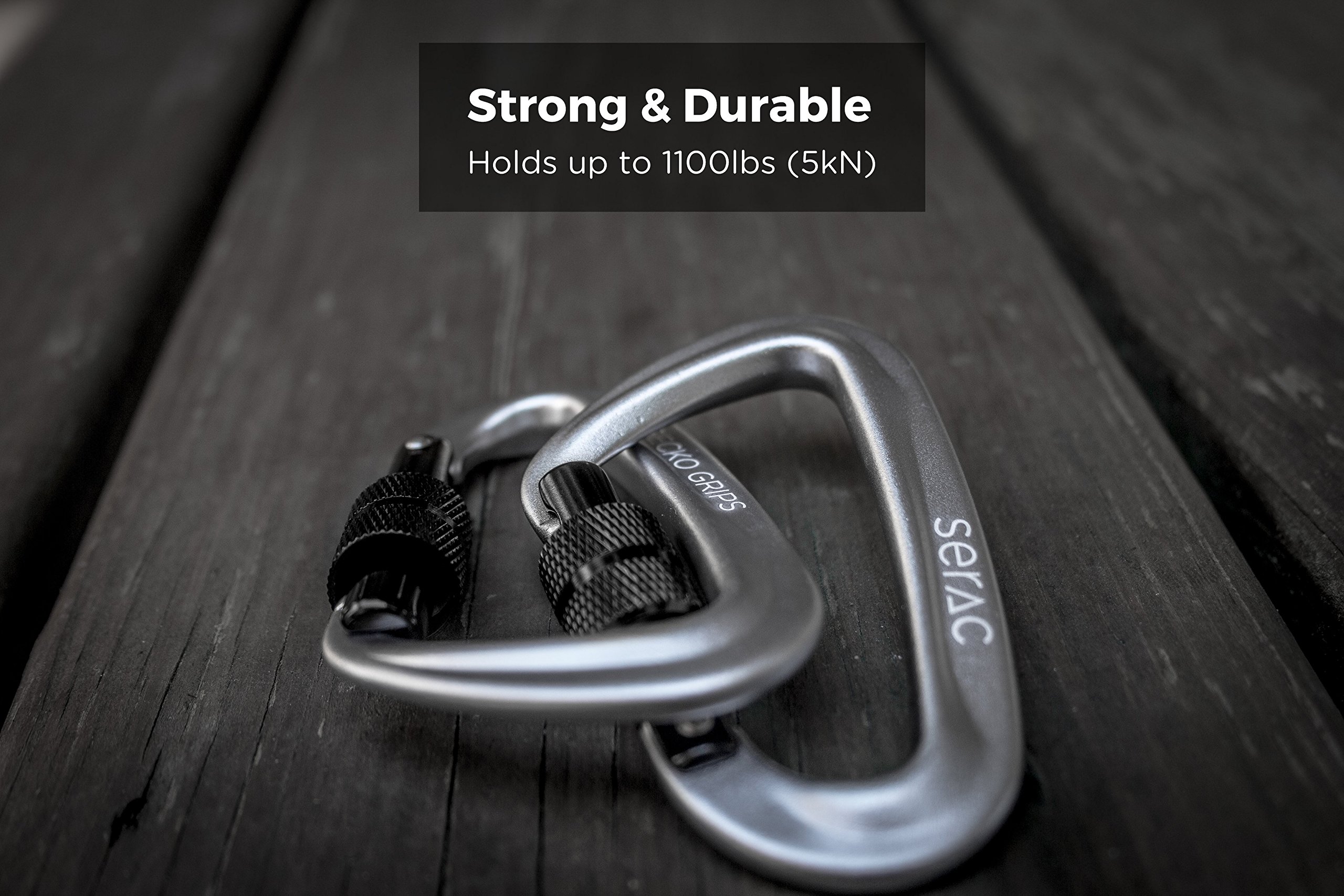 Serac 1 Ultra Strength Locking Carabiners x2 (one Pair), Ultra Durable