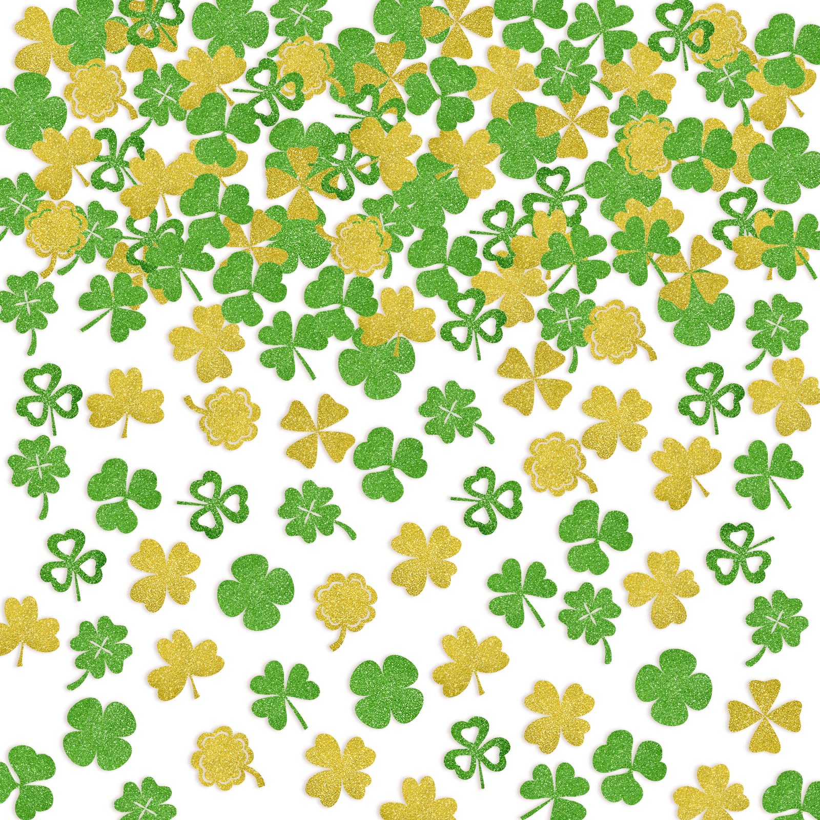 Photo 1 of Shamrock Paper Confetti, Gold and Green St Patricks Day Table Confetti, Double Sided Lucky Clover Glitter Confetti for Irish Party Decor, 200Pcs St Patricks Day Decorations