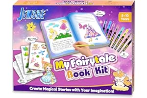 JEMSHE DIY Fairytale book Kit - ‌Create Your Own Fairy tale Story about Unicorn & Princess - scrapbook kit with 200+ Stickers - Art and Craft for Kid - Ideal Birthday Christmas Gifts for 5,6,7,8,9,10 + Girls