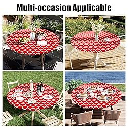 smiry Round Picnic Tablecloth, Waterproof Elastic