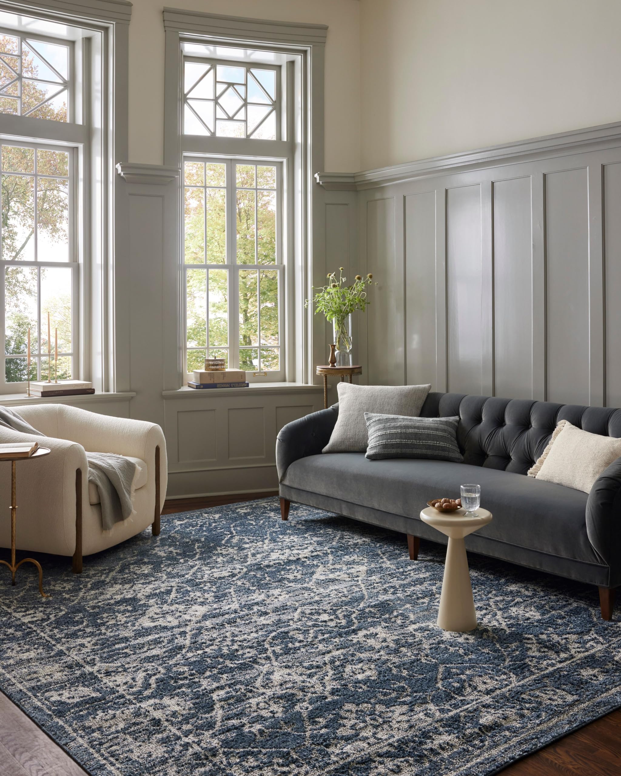 Photo 1 of **DIRTY FROM TRANSPORT **Loloi Magnolia Home by Joanna Gaines Gigi Collection GIG-02 Navy/Stone 9'-2" x 13' Area Rug