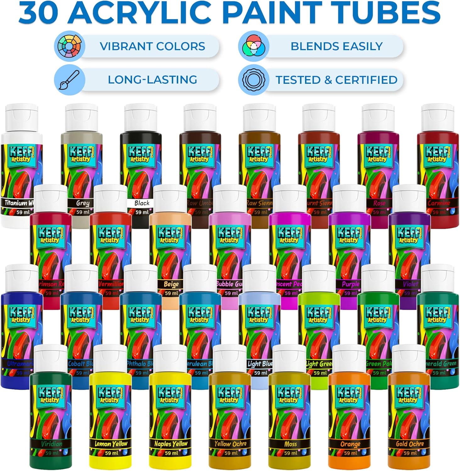 Acrylic Paint, Acrylic Paint Set, 30 Colors Paint Set. Painting Supplies, Great art supplies for acrylic paints. glass paint, outdoor acrylic paint, wood paint, rock paint, paint for glass.: Home Improvement