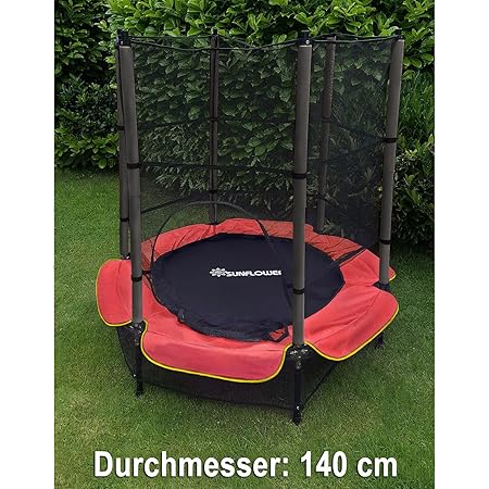 Tenzo-R 33817 Outdoor Garten Fitness Trampolin 140 CM Komplett mit Sicherheitsnetz rot