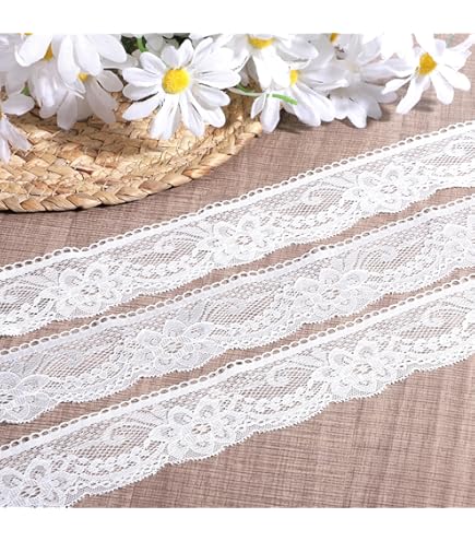 Amazon.com: 2 inch Wide Lace Ribbon with Floral Pattern Lace Trim