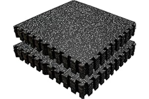 ABBER 0.79 Inch 12 Tiles 48 SQ FT Eva Foam&Rubber Exercise Equipment Mat,Thick Rubber Gym Flooring for Home Gym Mat, Rubber Exercise Fitness Workout Equipment Floor Padding Interlocking Puzzle Titles Matt