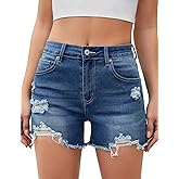 luvamia Jean Shorts for Women High Waisted Trendy Summer Casual Ripped Cutoff Stretchy Distressed Denim Shorts Jorts