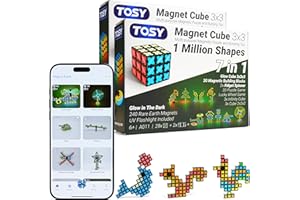 TOSY Magnet Cube 3x3 - 30 Blocks, 240 Magnets, Multipurpose: Creative Building Blocks, Transformable Fidget Spinner, Puzzle/Infinity Cube, Christmas Stocking Stuffers, Glowing STEM Toy, 2-Pack