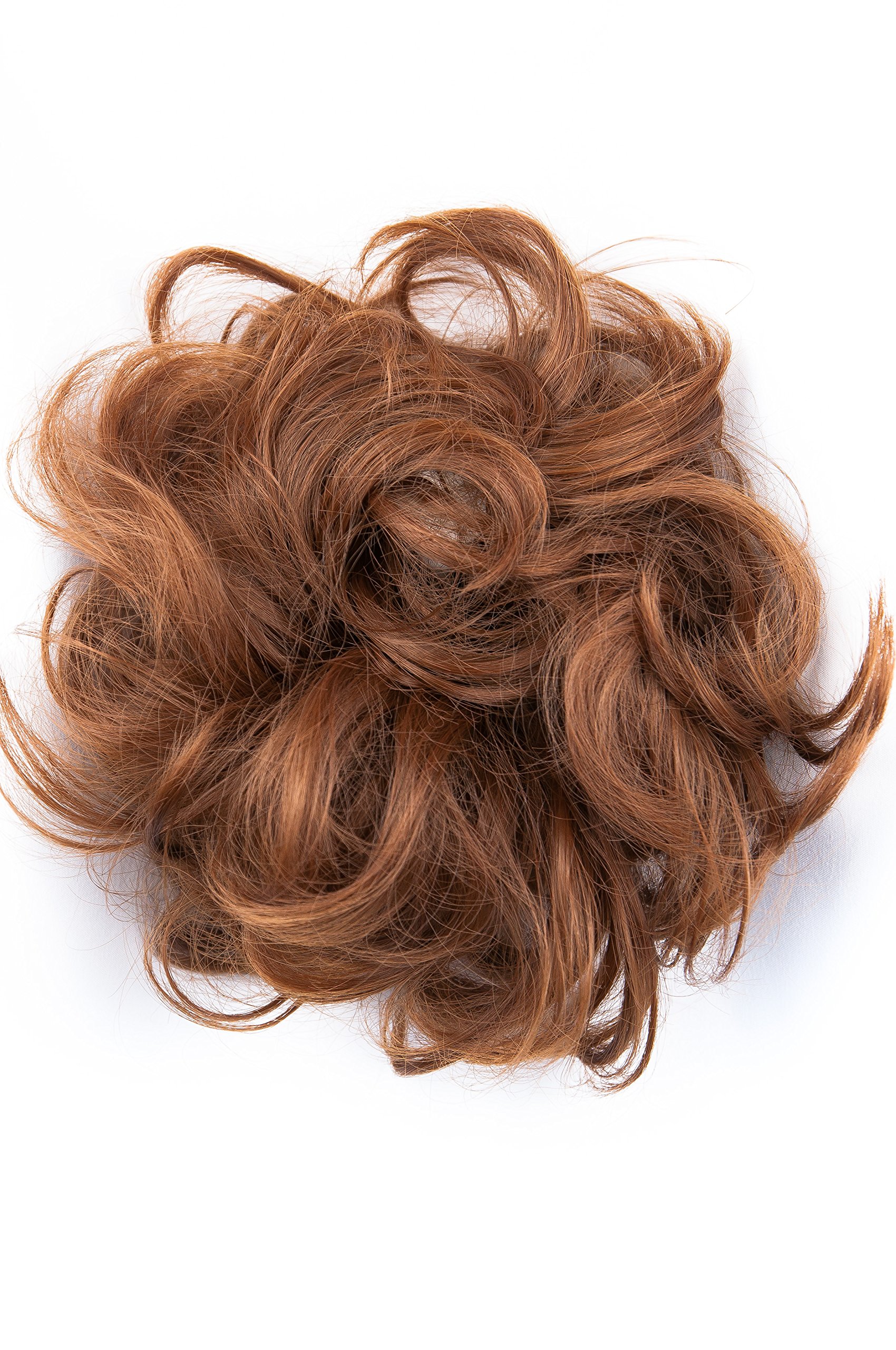 Bombshell Hair Scrunchy Scrunchie Bun Up Do Hair Piece Hair Ribbon Ponytail Extensions Wavy Messy Bun (M21 GOLDEN BROWN)