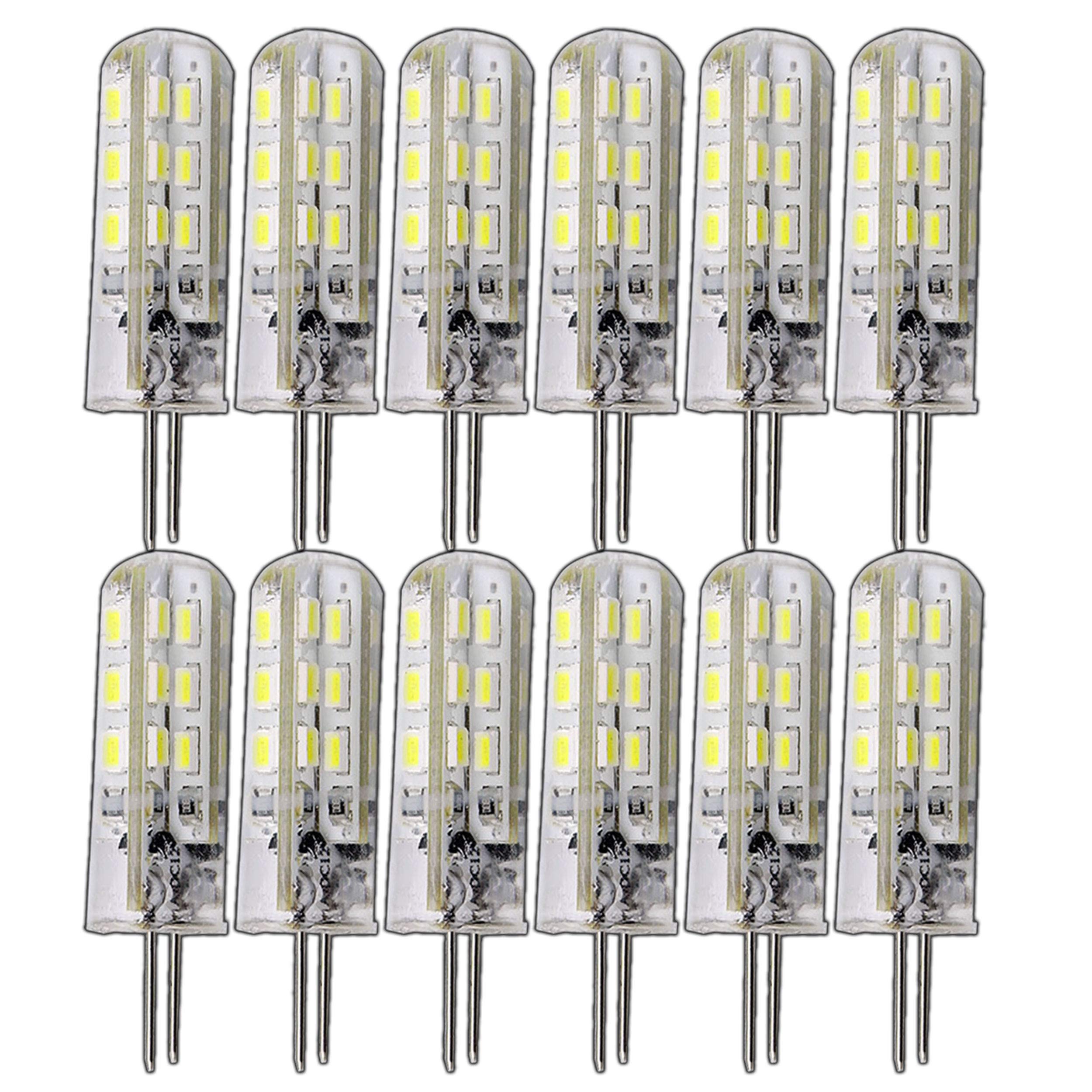 12x Dimmable G4 Bulb 1.5 Watts 24 SMDs Warm White 12 V DC Suitable for Dimmer Switches, Pin Base, 360°, Spot, Halogen Replacement 10 W Halogen Equivalent