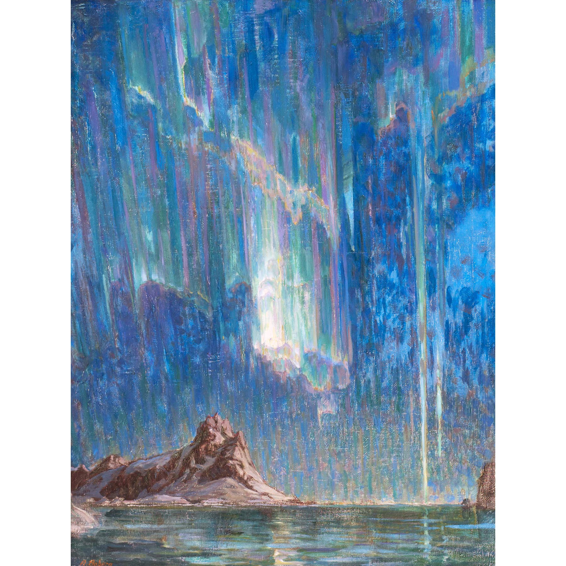 Boberg Northern Lights Aurora Borealis Painting Large Wall Art Print Canvas Premium Mural