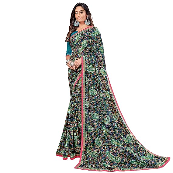 Poly Georgette Printed Saree[S_STREE7141SR08_Red]