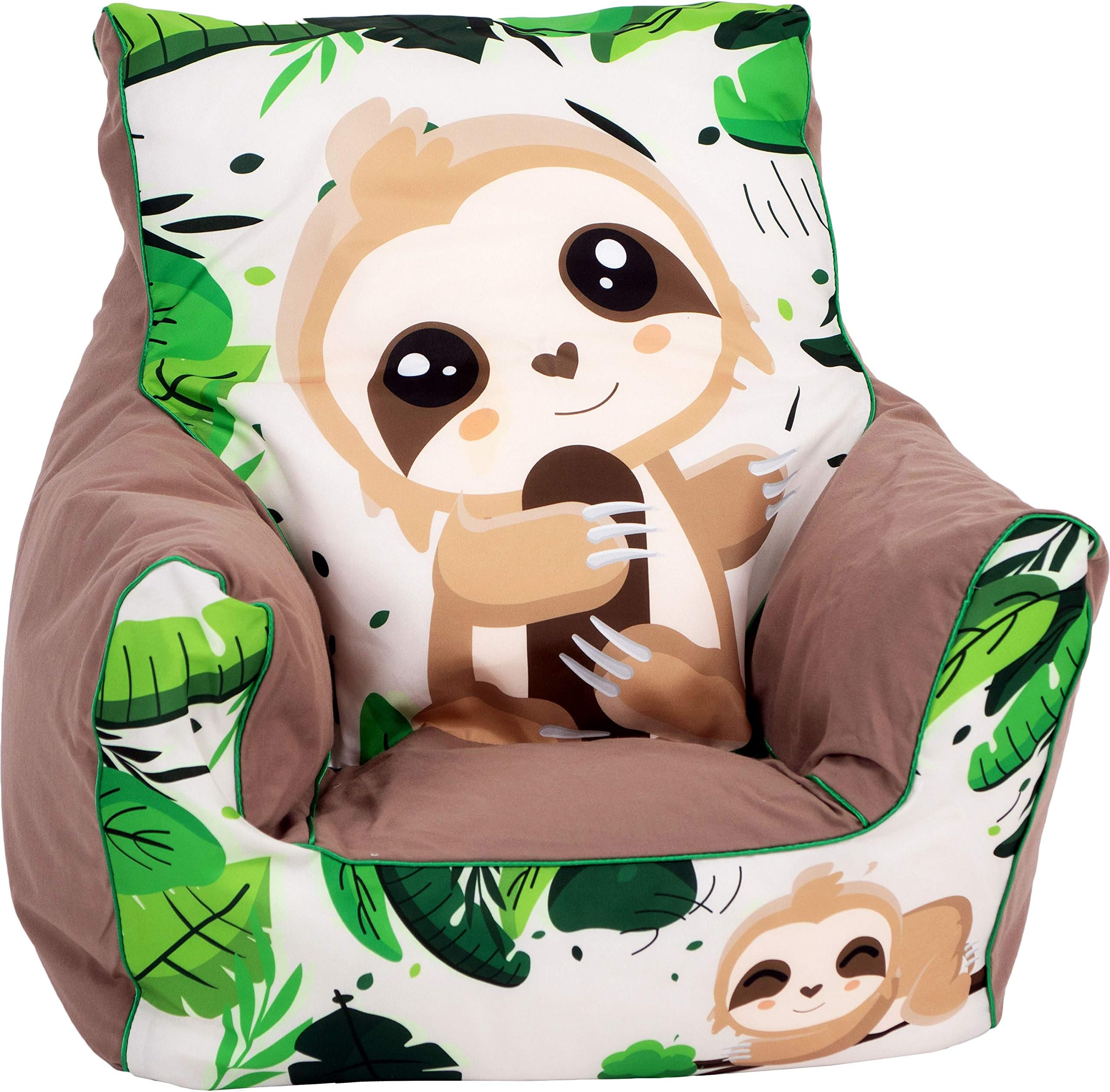 Delsit Children's Bean Bag Chair - European Made, Premium Quality, Little Kids Bean Bag Chair, Lightweight, Washable Cover (Baby Sloth)