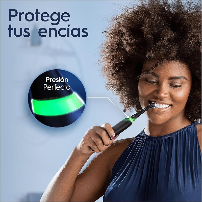 Escova de dentes elétrica Oral-B iO 4N com pega recarregável, 1 cabeça e estojo de viagem, desenhada por Braun - Preto