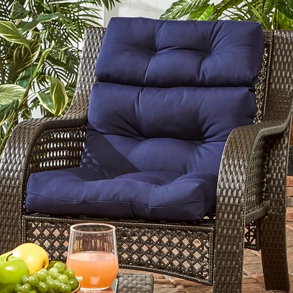GREENDALE HOME FASHIONS OUTDOOR HIGH BACK CHAIR CUSHION, NAVY