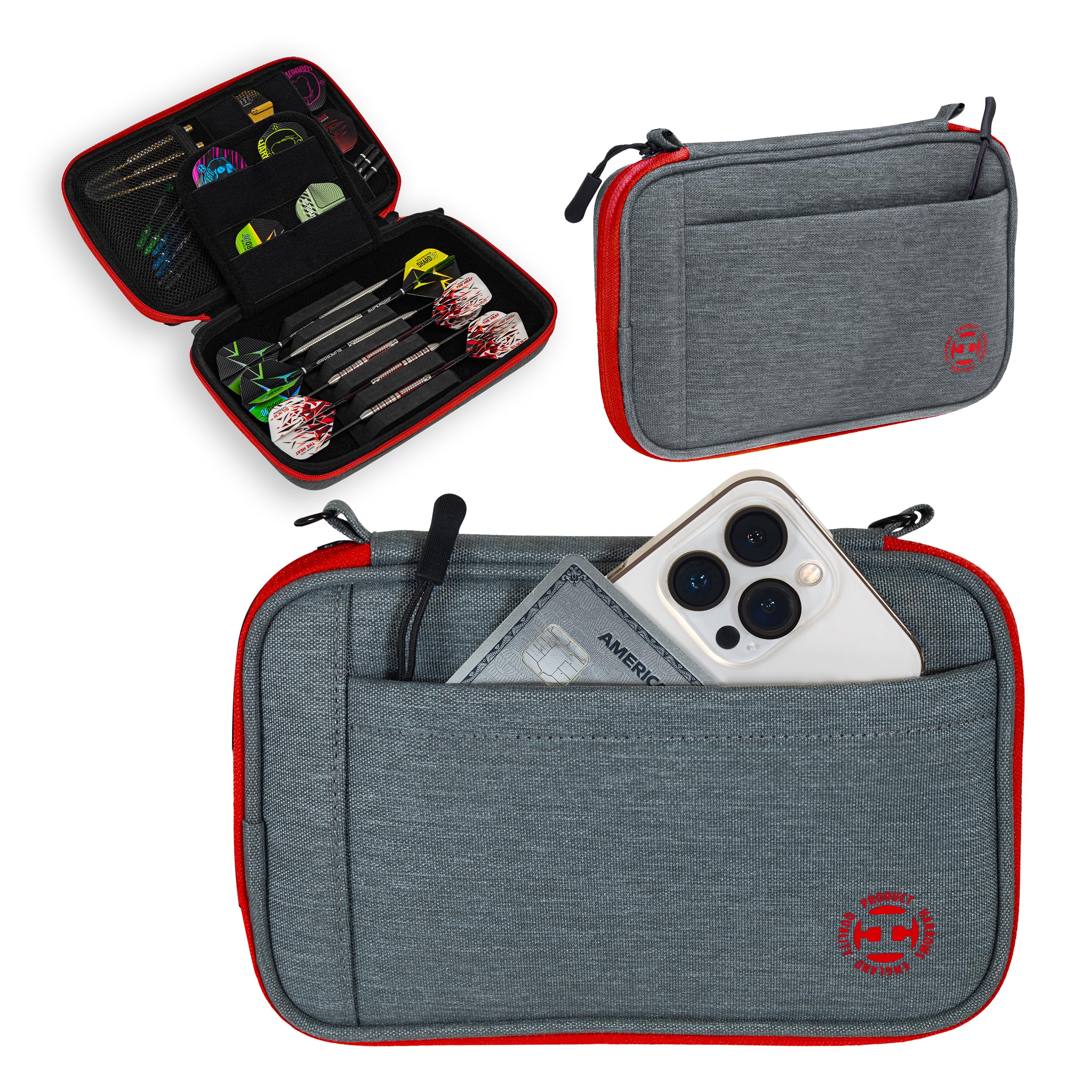 Harrows Darts Case | Smart Dart Case Darts Holder I Holds 3 or 6 Darts | Protective EVA Material with Fabric Finish | Professional Darts Accessories I Holds Darts Fully Assembled (Grey)