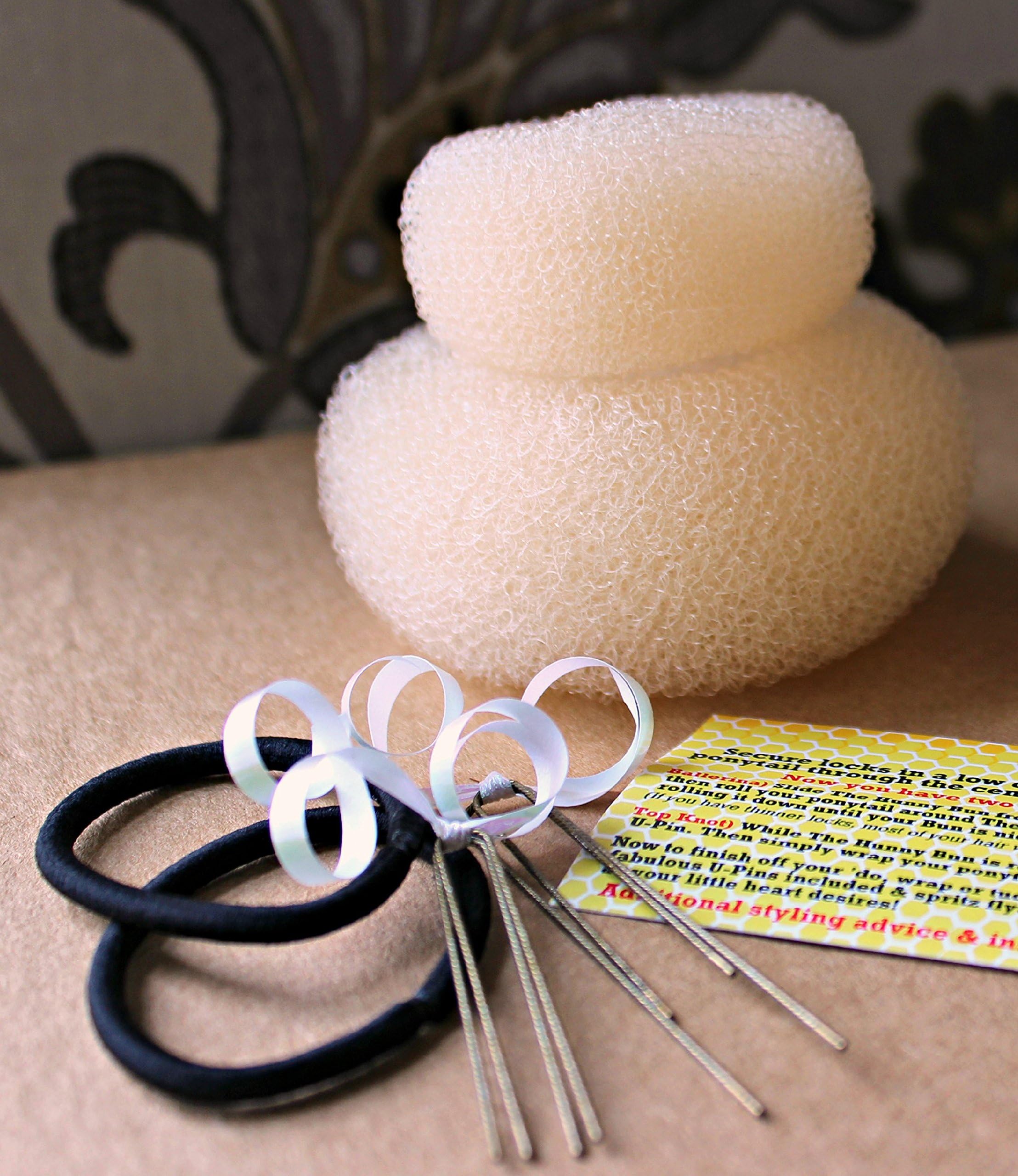 The Hunny Bun - Small & Medium 2-Pack, Blonde Bombshell - Top Knot, Ballerina & Messy Bun Form Hair Styling Styler Shaper Doughnut Donut Chignon Bun Maker Hair Curler Accessory