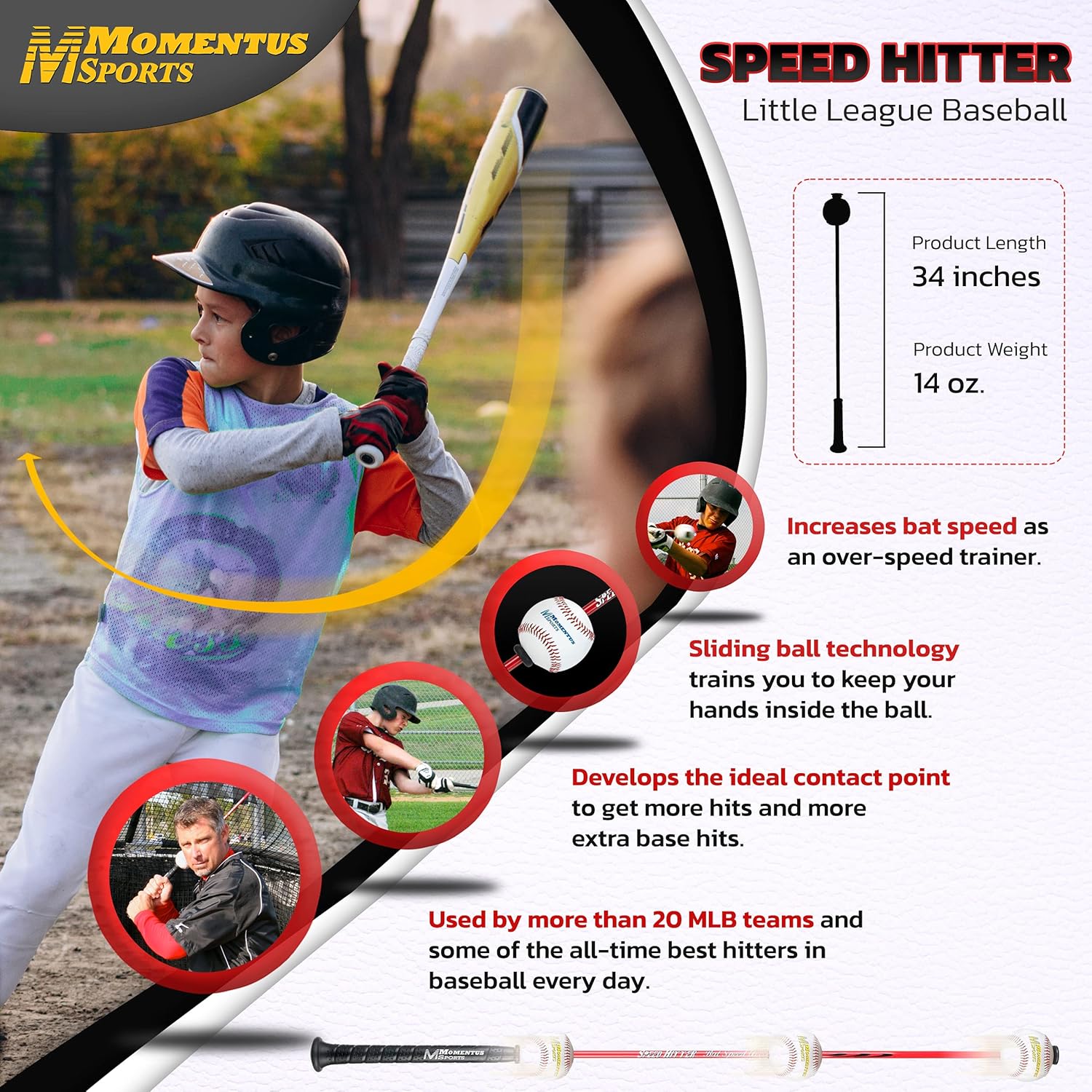 Momentus Speed Hitter Baseball Little League Youth 34" Baseball Trainer : Sports & Outdoors