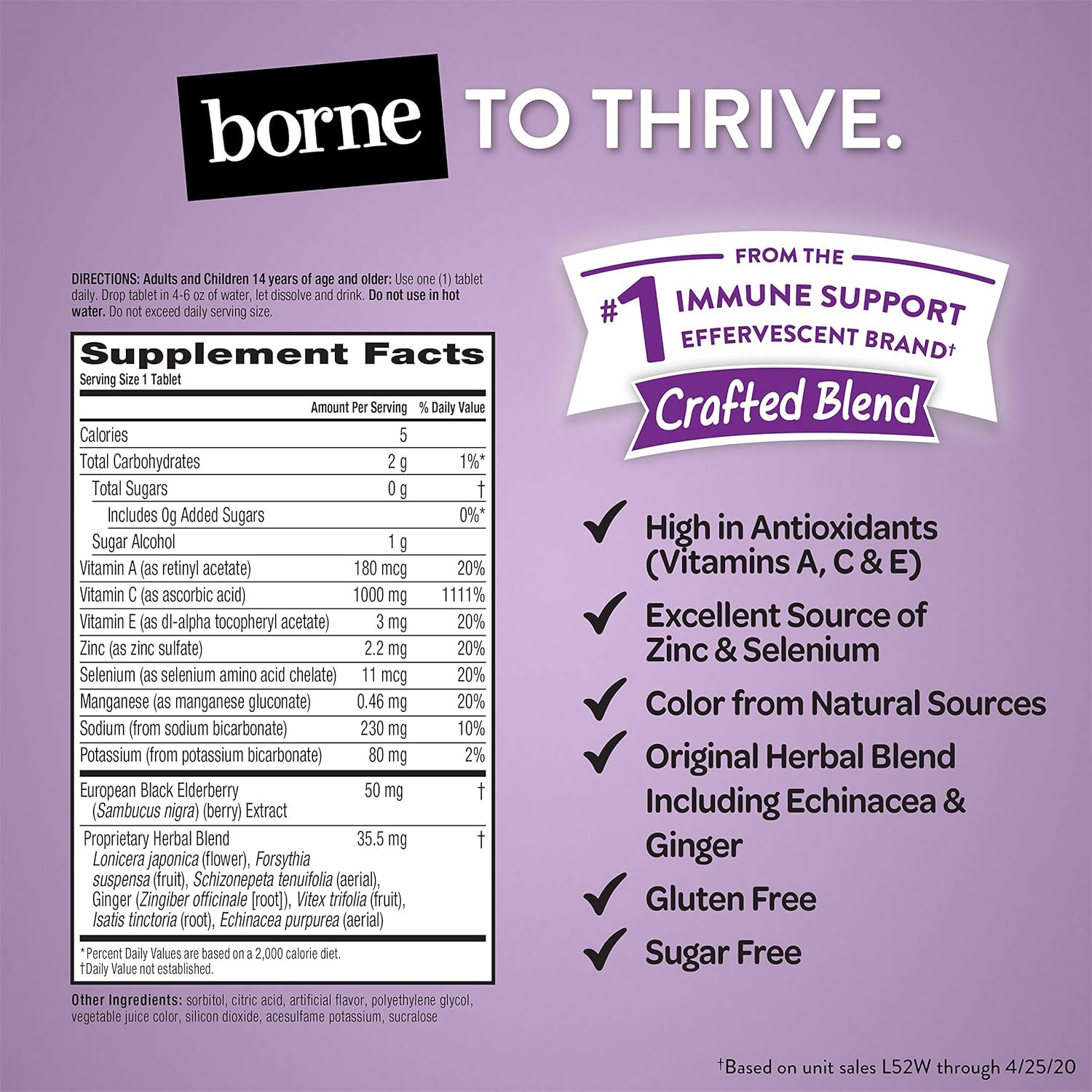 Elderberry Extract + Vitamin C - Airborne Effervescent Tablets (20 count in a box), Immune Support Supplement With Zinc & Vitamins C D E, Gluten Free, Sambucus, Antioxidant: Health & Personal Care