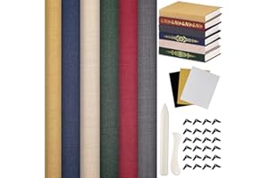 Humyoun Book Binding Cloth Kit, Includes 12''x16'' Bookcover Cloth Fabric 24 Decorative Corners 3 Iron on Vinyl Sheets Bone Folder Tools, Backing Paper,for Old Book DIY Craft Supplies(Vintage Color)