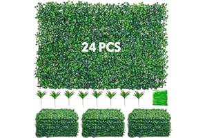 Roomark 24pcs 24x16 inch Artificial Boxwood Panels,Boxwood Hedge Wall Panels,Artificial Grass Backdrop Wall, for Outdoor Indoor Green Wall Decor,Party Wedding Garden Fence Decorations