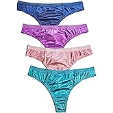 B2BODY Womens Silky Sexy Satin Thong Panties Small - Plus Size Women Underwear Multi-Pack