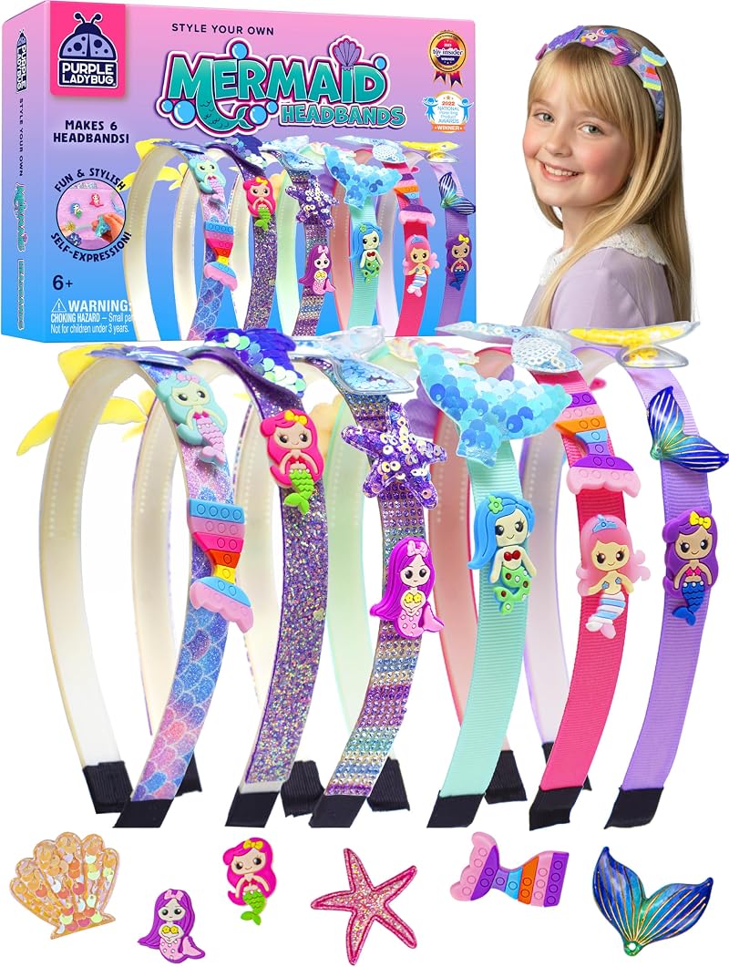 Purple Ladybug Mermaid Headband Making Kit for Girls 6+ Non-Toxic
